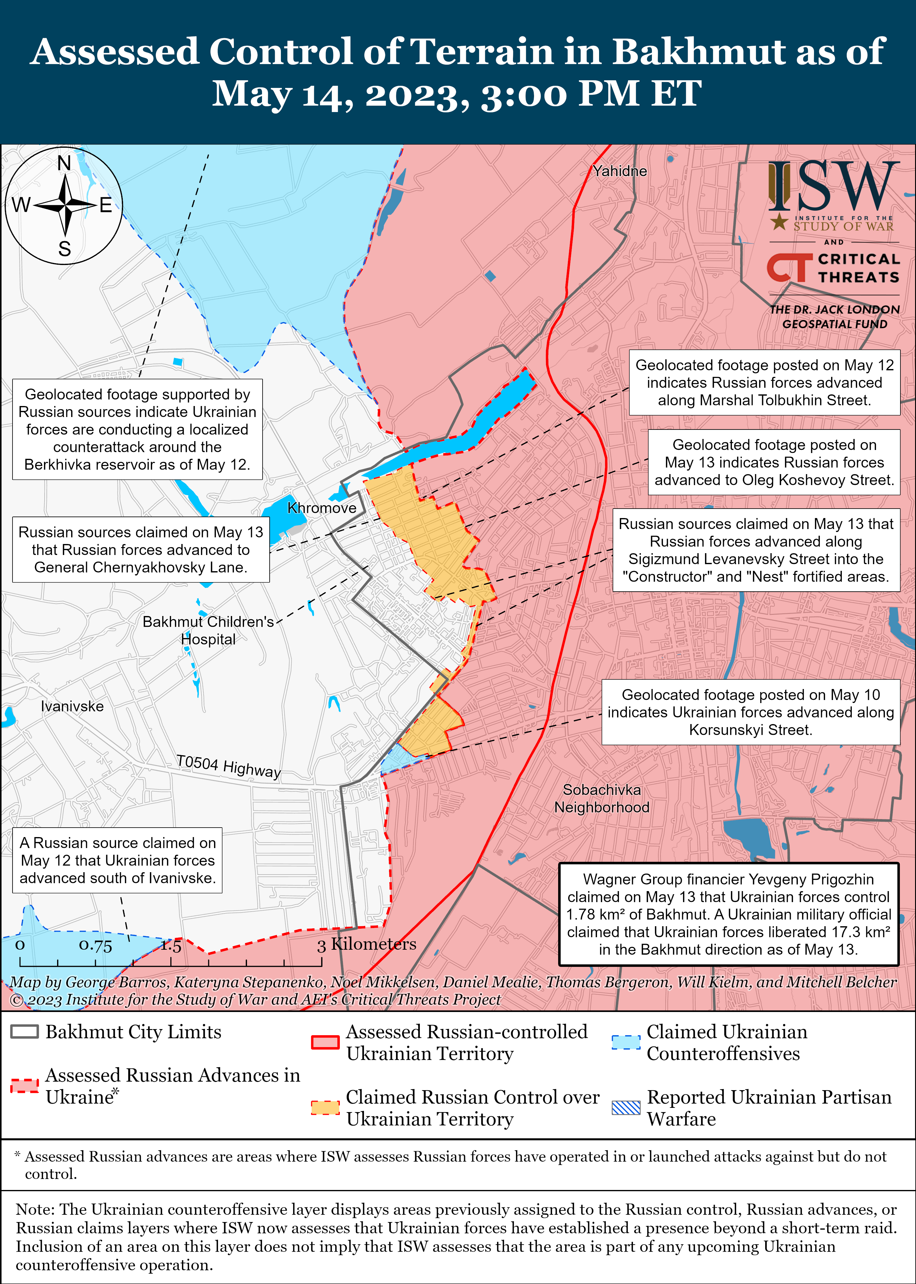 Росіяни не мали значних успіхів у Бахмуті: карти боїв від ISW